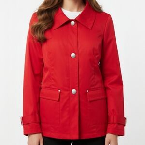 Centigrade Peacoat Medium Red Romantic Vintage Y2K Quiet Luxury Buckle Arms